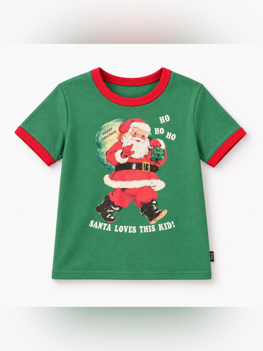 Rock Your Kid Festive Green Santa Loves This Kid Christmas Tee Size 6